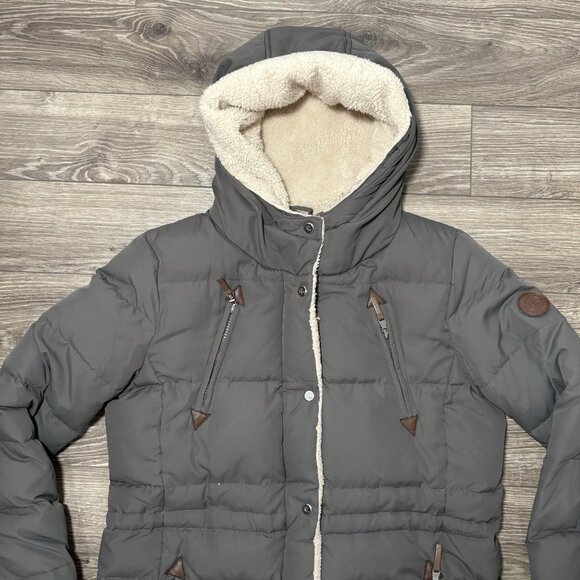 Ralph Lauren Polo Gray Women's M Winter Parka Jacket Duck Down Feather Hooded - Picture 2 of 15